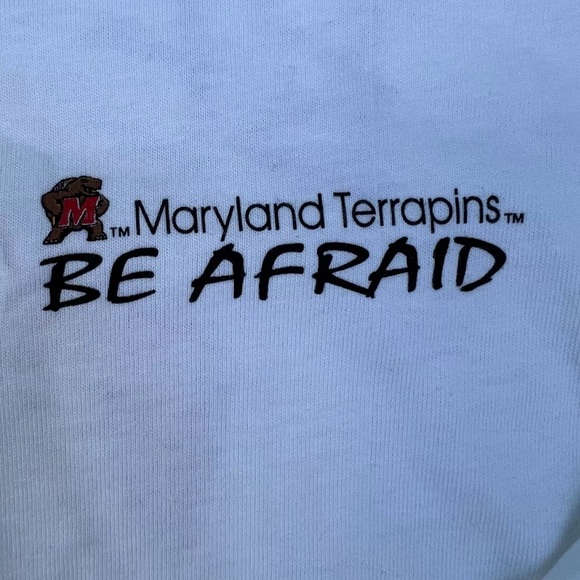 Vintage 90s Maryland Terrapins BE AFRAID Long Sleeve Tshirt Size Small NOS - Picture 5 of 8